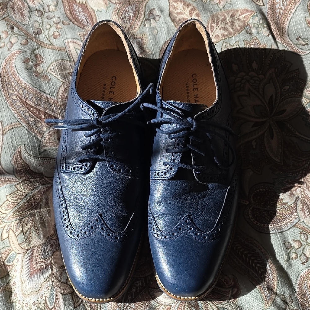Cole Haan Men's Blue Leather Dress Shoes